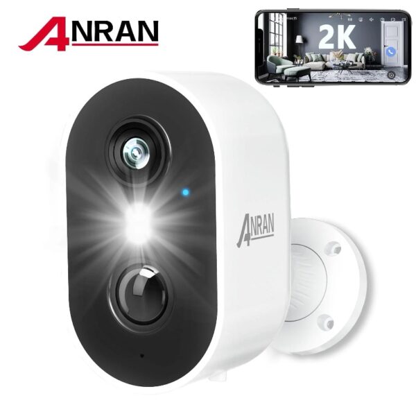 2K Wireless Outdoor Security Camera with Spotlight, Waterproof, PIR Detection, 2.4Ghz Wi-Fi, Rechargeable Battery Powered Home Surveillance Camera with Color Night Vision, 2-Way Audio, White