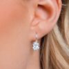 Gem Stone King 925 Sterling Silver Oval Cabochon White Simulated Opal Earrings for Women (2.10 Cttw, Oval 8X6MM)