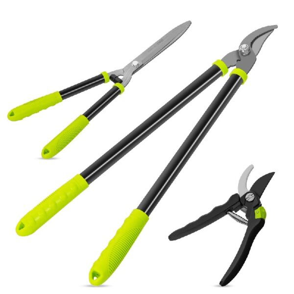 Loppers Hedge Clippers & Pruners Set, 3PCS Hedge Shears Garden Tools, Heavy Duty Tree & Shrub Care Kit for Yard, Lawn & Garden, Branch Cutter Tree Trimmer for Indoor  & Outdoor