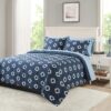 7 Piece Reversible Bed in a Bag Comforter Set with Sheets, Black, Queen