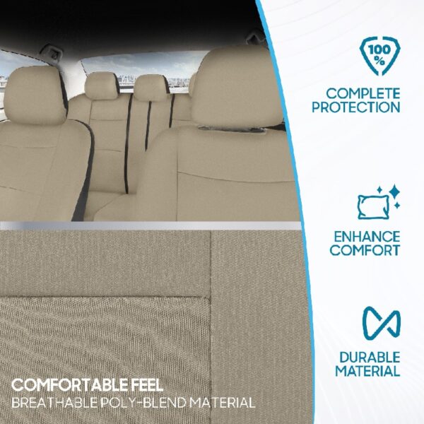 PolyPro Car Seat Covers Full Set in Charcoal on Black – Front and Rear Split Bench for Cars, Easy to Install Cover Set, Accessories Auto Trucks Van SUV