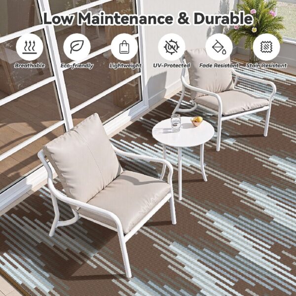 Outdoor Rug 6'x9' Waterproof Patio Rug Reversible Indoor Outdoor Rug Lightweight Plastic Straw Rug for RV Camping Deck Balcony Boho Porch Decor Dark Grey and White