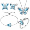Purple Butterfly Jewelry Amethyst February Birthstone Jewelry Set Fine Necklace/Earrings 925 Sterling Silver Women Birthday Mother's Day Gifts