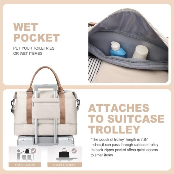 58bf639ea31f400db166b32d01769faa Weekender Bags for Women, Travel Duffel Bags with Shoe Compartment,Personal Item Travel Bag for Airlines, Carry on Overnight Tote Bag for women,Beige&Brown