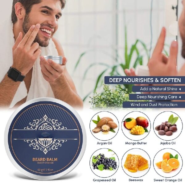 Beard Care Kit, Beard Grooming & Trimming Kit for Men Care, Beard Oil & Balm, Beard Wash Soap, Mustache Scissors, Beard Comb & Brush