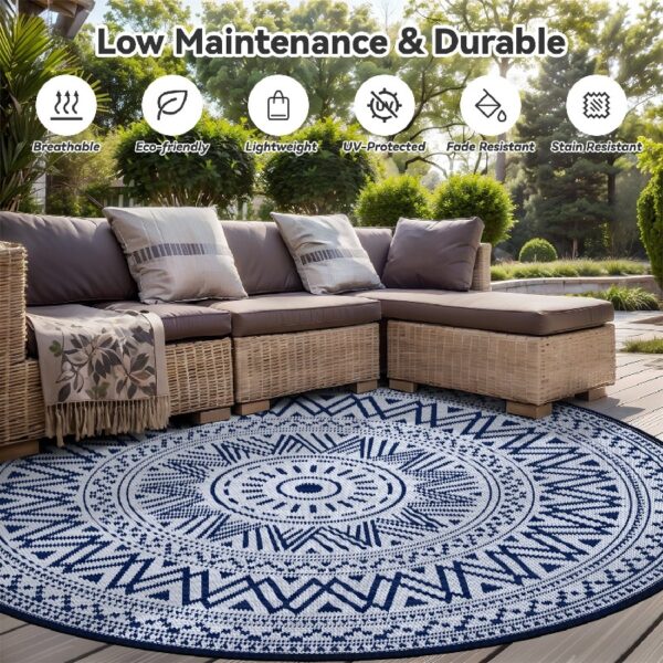 Outdoor Rug 6'x9' Waterproof Patio Rug Reversible Indoor Outdoor Rug Lightweight Plastic Straw Rug for RV Camping Deck Balcony Boho Porch Decor Dark Grey and White
