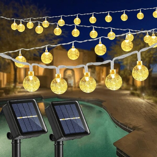 GooingTop 2Pack Outdoor String Lights, Each 37.5Ft 100LED Hanging Patio Lights with 8 Lighting Modes, Auto On/Off for Garden Patio Yard Decor, Warm White