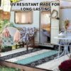Outdoor Rug 6'x9' Waterproof Patio Rug Reversible Indoor Outdoor Rug Lightweight Plastic Straw Rug for RV Camping Deck Balcony Boho Porch Decor Dark Grey and White