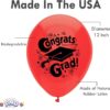 PMU Graduation Balloons 11 Inch PartyTex Premium Emerald Green with All-Over Print White Grad Caps-Confetti and Streamers Pkg/100