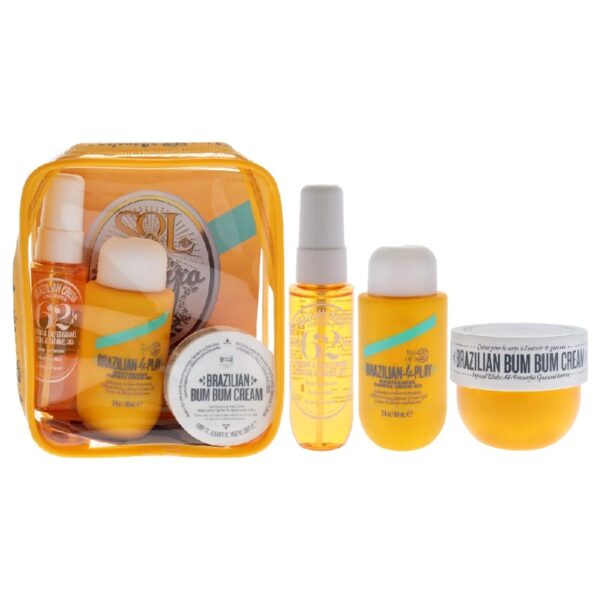 Bum Bum Jet Set , 3 Pc 1oz Brazilian Crush Cheirosa 62 Perfume Mist, 1.5oz Brazilian Bum Bum Cream, 3oz Brazilian 4 Play Moisturizing Shower Cream-Gel
