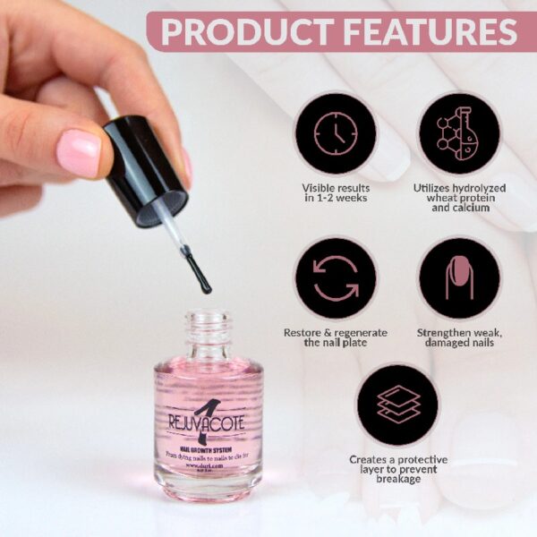 Cosmetics Rejuvacote 1 Nail Growth System - Original Maximum Strength Formula - Nail Strengthener and Nail Growth - Base and Top Coat - Pack of 3-0.45 fl. oz.