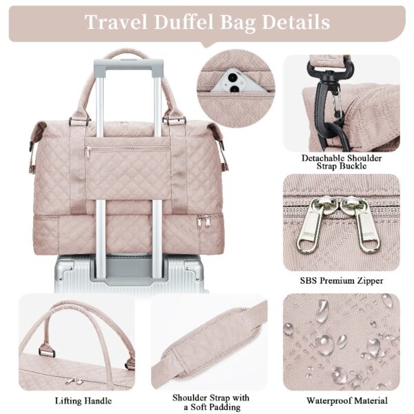 5966721f79e94cd7b945b32d0176af6c Weekender Bags for Women, Travel Duffel Bags with Shoe Compartment,Personal Item Travel Bag for Airlines, Carry on Overnight Tote Bag for women,Beige&Brown