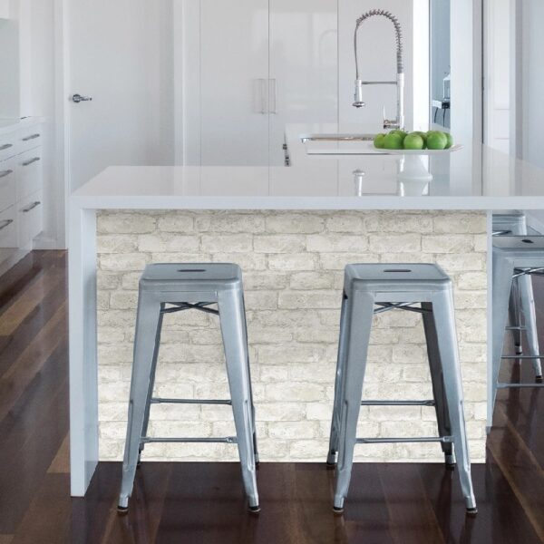White Portsmouth Brick Vinyl Peel and Stick Wallpaper, 20.8 in x 18 ft, 31.2 Sq. ft.
