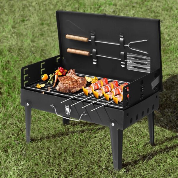Portable Grill Charcoal Grill BBQ Grill Square Design Black