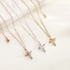 925 Sterling Silver Crown Cross Necklace for Women Teens, Dainty Cubic Zirconia Pendant Simple Faith Cross Jewelry Necklace