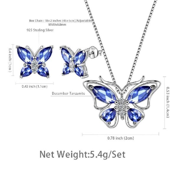 Purple Butterfly Jewelry Amethyst February Birthstone Jewelry Set Fine Necklace/Earrings 925 Sterling Silver Women Birthday Mother's Day Gifts