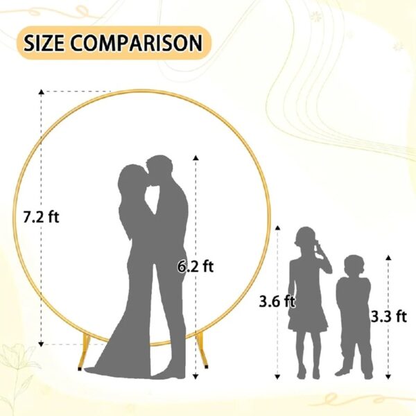 Queen Dream Round Backdrop Stand 7.2ft Gold Circle Balloon Arch Stand for Wedding Birthday Party