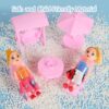 DollHouse with Colorful Light, Pretend Play Toddler Doll House Furniture Sets with 3 Dolls, 9 Rooms DIY , Creative Gift for Girls