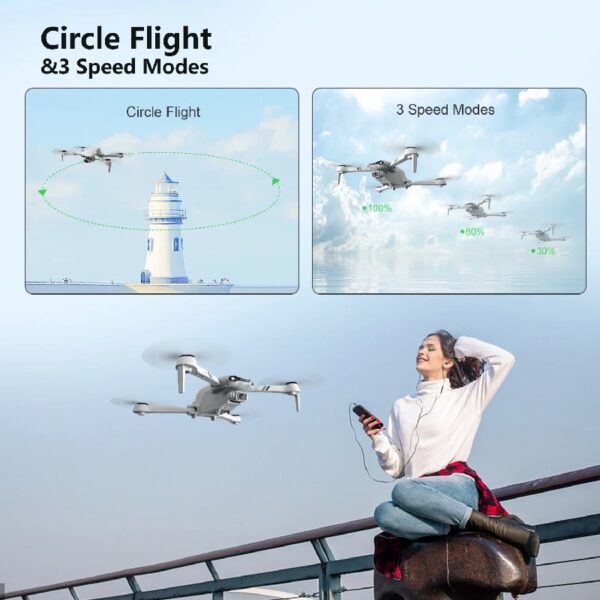 F10-1080P Wifi FPV Drone with 1080P HD Camera, Headless Mode/3D Flips, RC Quadcopter for Beginners Silver white