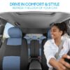 PolyPro Car Seat Covers Full Set in Charcoal on Black – Front and Rear Split Bench for Cars, Easy to Install Cover Set, Accessories Auto Trucks Van SUV