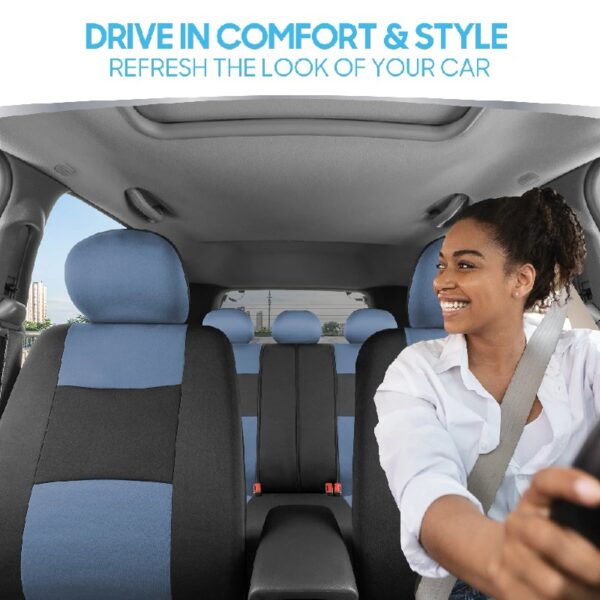 PolyPro Car Seat Covers Full Set in Charcoal on Black – Front and Rear Split Bench for Cars, Easy to Install Cover Set, Accessories Auto Trucks Van SUV