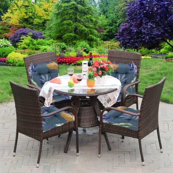 Outdoor Patio Cushion, Rocking Chair Cushion Set, Tufted Pads, Set of Upper and Lower with Ties Pack of 2 (2 Sets) - Back 21