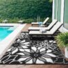 6'x 9' Outdoor Rug Plastic Waterproof Outside Foldable Mat UV Resistant Patio RV Deck Carpet,Black Brown