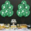 PMU Graduation Balloons 11 Inch PartyTex Premium Emerald Green with All-Over Print White Grad Caps-Confetti and Streamers Pkg/100
