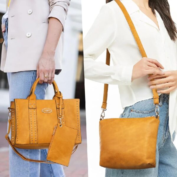 5b2771e55f924899b3b9b32d017884f0 Women's 3Pcs Purse Handbag Shoulder Bag Tote Satchel Hobo Bag Briefcase Work Bag for Ladies