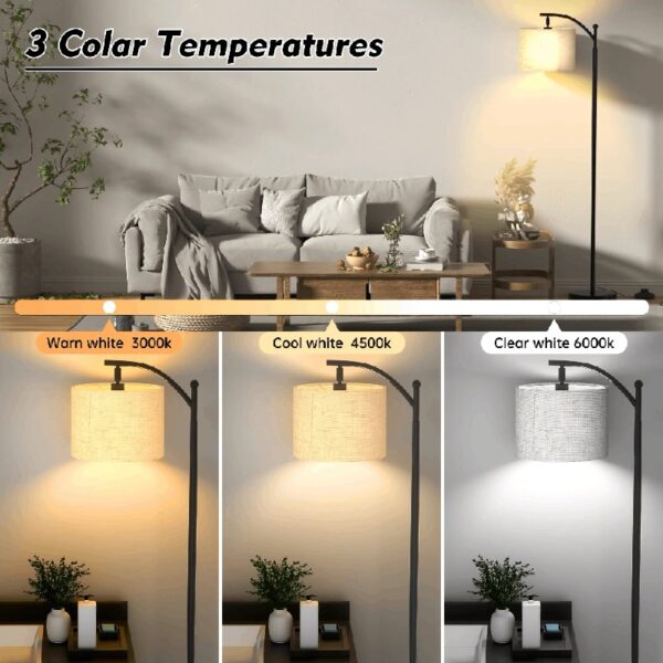 Floor Lamp, 62.2 in Tall, 1-Light, Modern, Beige Linen Shades
