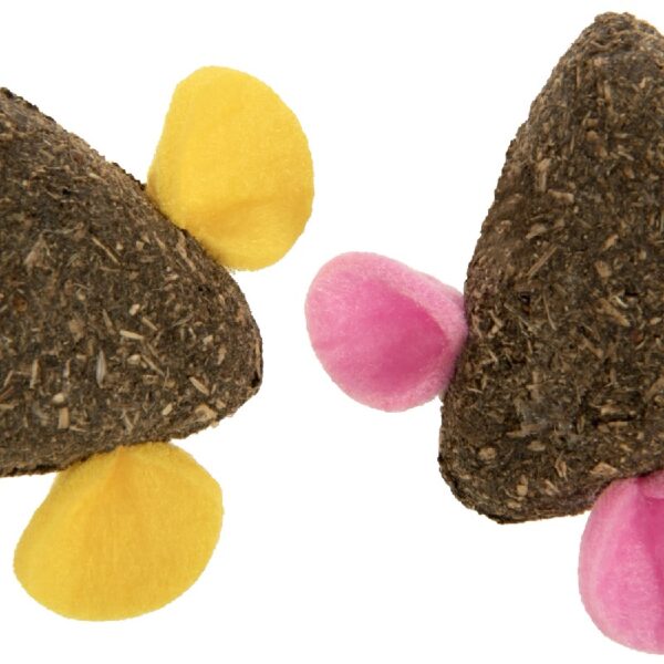 (3 pack) SmartyKat Mousy Mayhem 2-Piece Compressed Catnip Mice Cat Toys, Pink & Orange