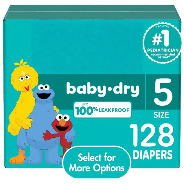 Baby Dry Diapers Size 5, 128 Count (Select for More Options)
