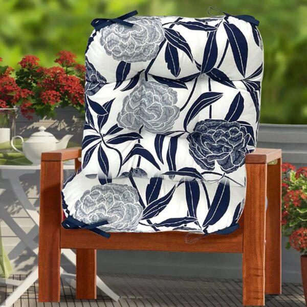 Outdoor Patio Cushion, Rocking Chair Cushion Set, Tufted Pads, Set of Upper and Lower with Ties Pack of 2 (2 Sets) - Back 21