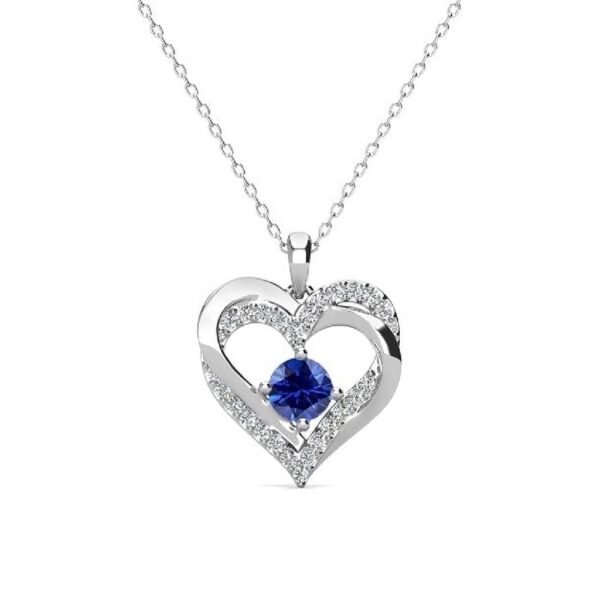 Forever March Birthstone 18k White Gold Plated Women's Necklace, Swarovski Crystals