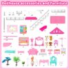 DollHouse with Colorful Light, Pretend Play Toddler Doll House Furniture Sets with 3 Dolls, 9 Rooms DIY , Creative Gift for Girls