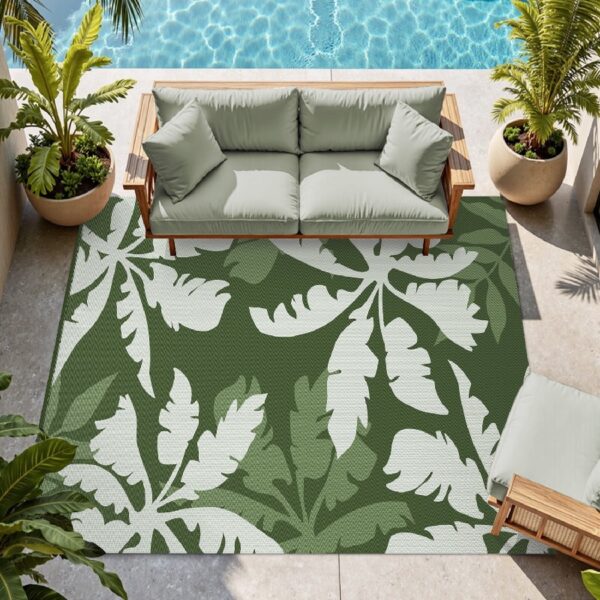 Outdoor Rug Carpet 5'x8' Waterproof Reversible Patio Rug Portable Indoor Outdoor Rug Plastic Straw Rug for Beach RV Camping Garden Picnic Deck Backyard Porch Decor Black
