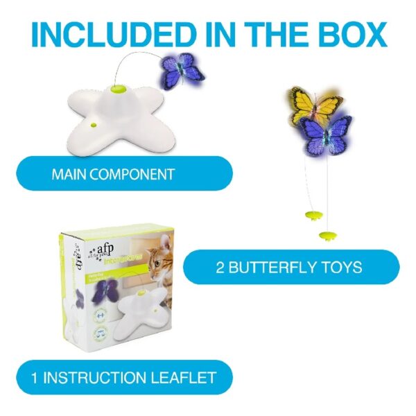 All For Paws Interactive Cat Toys, Fluttering Butterfly Automatic Cat Teasing Toy with 2 Replacement Butterflies
