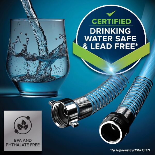 EvoFlex 25-Foot RV Drinking Water Hose - Stainless Steel Strain Reliefs Ends, Blue (22594)