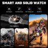 2.1-inch AMOLED Men Military Smartwatch，with Fitness Tracker/ Answer Make Calls /100+ Sport Modes/1ATM Waterproof, Mountain Travel Pedometer Watch fits for Android and Iphone Devices (Black)