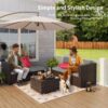3 Pieces Patio Chairs Set with Glass-Top Coffee Table, Outdoor Bistro and Patio Furniture Set for Porch|Backyard|Balcony, Black
