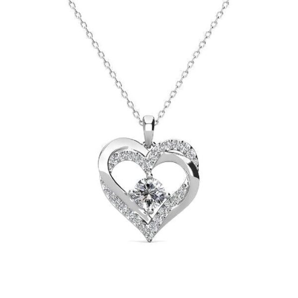 Forever March Birthstone 18k White Gold Plated Women's Necklace, Swarovski Crystals