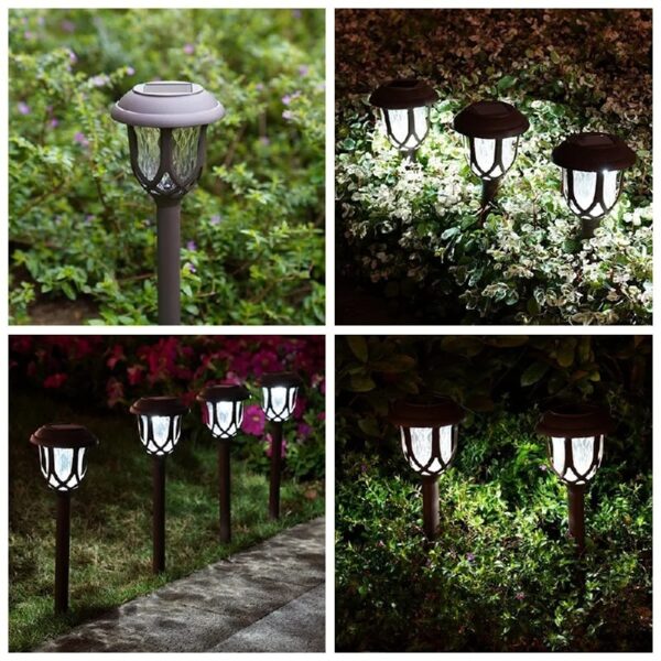 10 Pack Solar Lights Outdoor Decorative, Solar Pathway Lights Outdoor, Solar Powered Garden Yard Lights for Walkway Sidewalk Driveway. (Brown, Cool White)