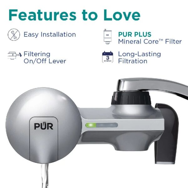 PLUS Faucet Mount Water Filtration System, Horizontal, Black/Chrome, PFM200B