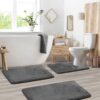 Nestl Set of 3 Absorbent Memory Foam Bath Mat Bathroom Rugs, Gray, Large 20