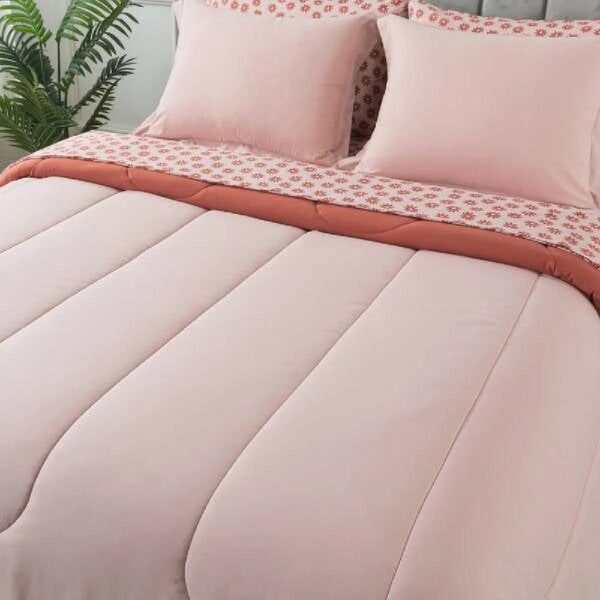 7 Piece Reversible Bed in a Bag Comforter Set with Sheets, Black, Queen
