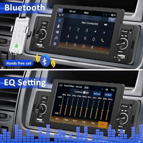 5 Inch Car Radio Single Din Car Stereo CarPlay Android Auto Bluetooth Mirror Link