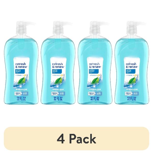 (4 pack) Body Wash, Refresh & Renew Spring Water, 32 fl oz