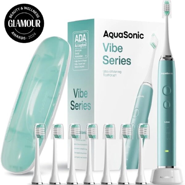 Black Series Electric Toothbrush - Rechargeable, 4 Modes, Travel Case, 8 Brush Heads