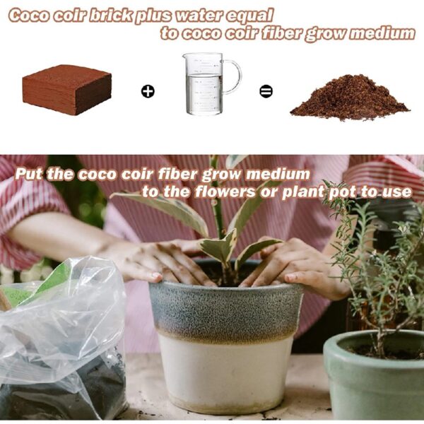 10lb of  100% Organic Coco Coir Bricks with Low EC and pH Balance High Expansion Coco Fiber for Herbs, Flowers,Plants Gardening Renewable Coconut Soil