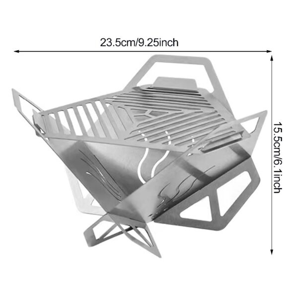 Portable Stainless Steel Card Stove for Camping, Picnics & Beach Parties - Foldable BBQ Grill with Precise Airflow Control, Tool-Free Assembly, Compact Travel Design